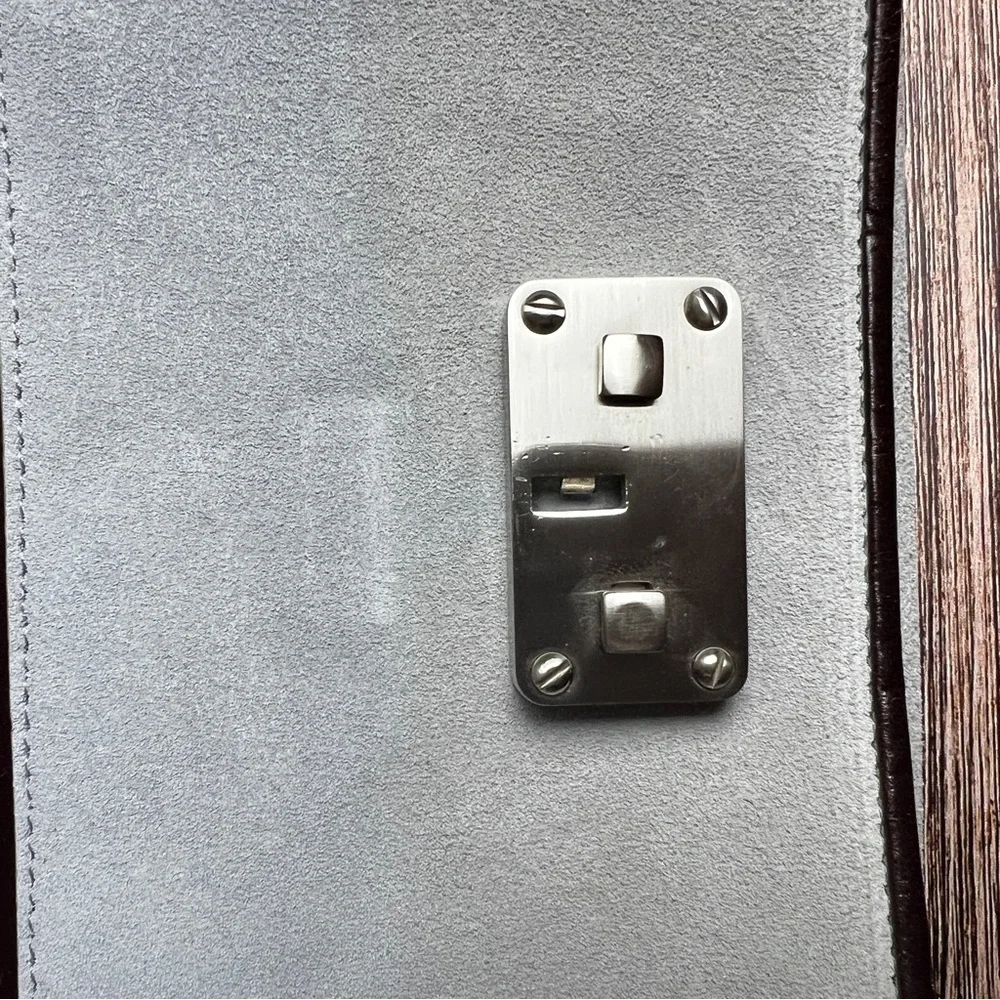 Anne Taylor Y2K Mini Baguette Bag Gray and Brown Suede and Leather - Picture 5 of 16